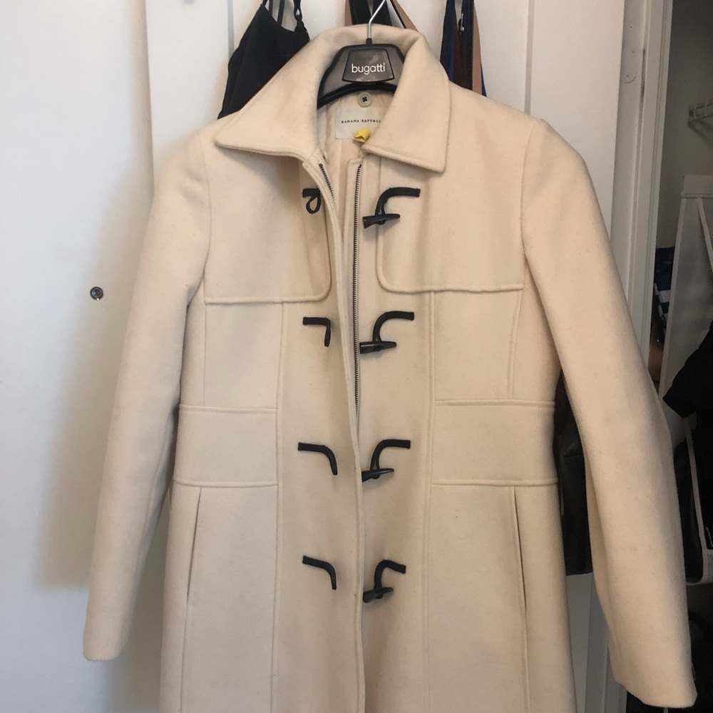 Cream wool banana republic coat